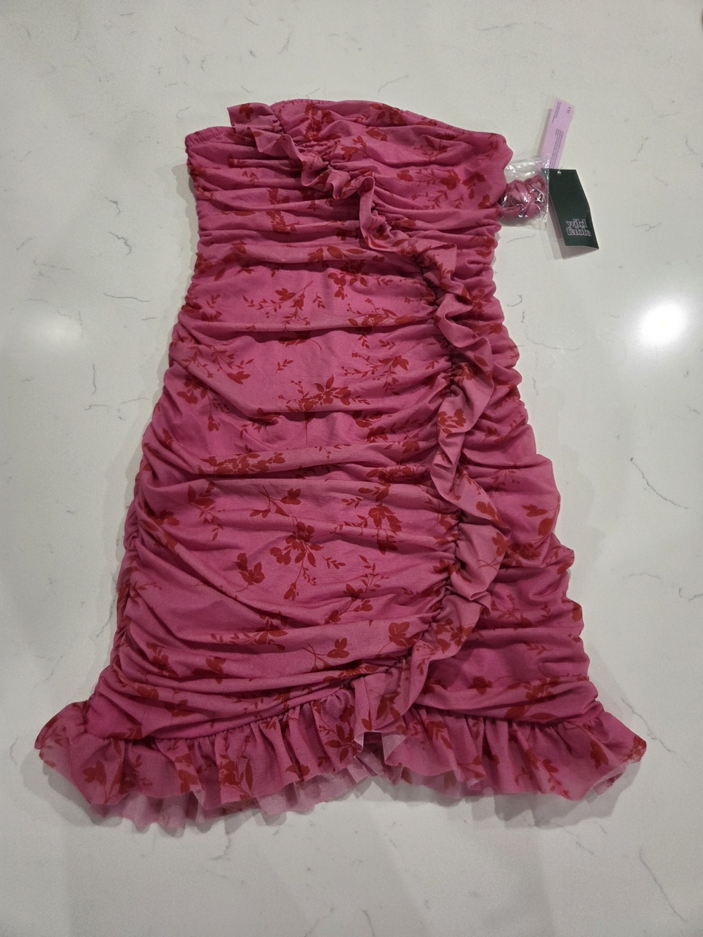 wild fable Pink Mini Dress with Red Floral Print